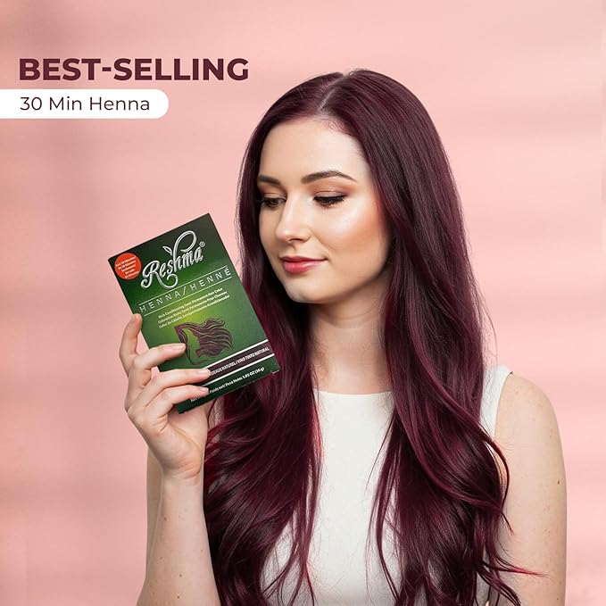 Reshma Beauty 30 Minute Henna Hair Color Infused with Organic Henna Lawsonia Inermis 100% Gray Coverage for Soft Shiny Hair Plant-Based Hair Dye?12.6 oz Pack of 12 (Burgundy)