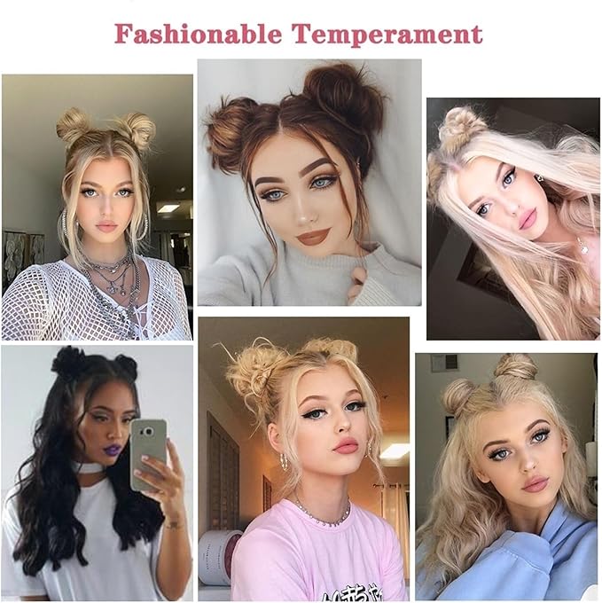 Messy Bun Hair Piece for Women Space Buns Hair Pieces Mini Claw Clip in Hair Bun Messy Cat Ears Hair Bun Extension Synthetic Donut Wig Accessory Updo Hairpieces for Women Girls Fake Hair Accessorie