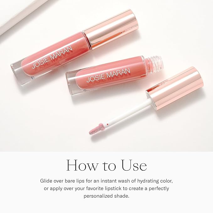 Josie Maran Color Stick &amp Lip Gloss Makeup Set - Argan Oil-Based Makeup Balm for Lips Cheeks &amp Eyes + Hyaluronic Acid Infused Plumping Lip Gloss (2 Piece Set)