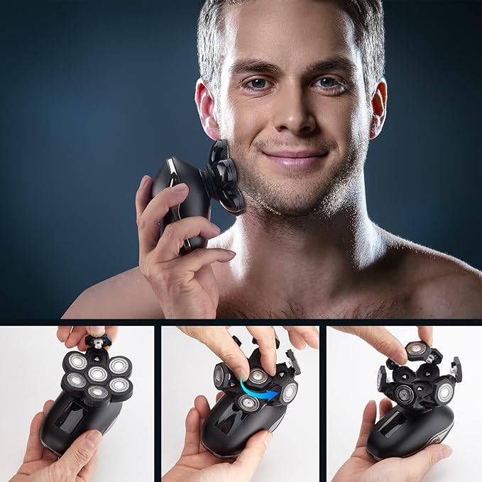 Electric Head Shavers for Bald Men Head Razor for Men with Nose Hair Sideburns Trimmer LEDTravle Lock