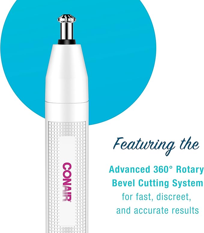 Conair Ear and Nose Hair Trimmer for Women Cordless Battery-Powered Patent 360 Bevel Blade for No Pull No Snag Trimming Experience True Glow by Conair