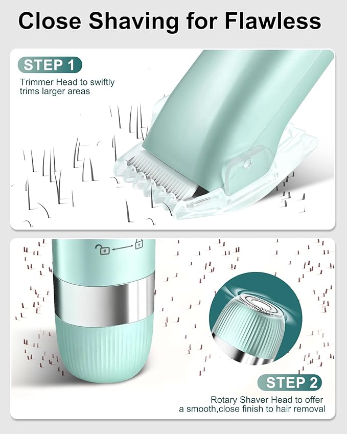 Bikini Trimmer Women 2-in-1 Electric Lady Shavers for WomenSmooth &amp Flawless Facial Hair Remover &amp Eletric Shaver for Face Bikini Line Body &amp Legs Waterproof USB Rechargeable Ideal