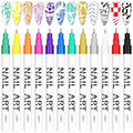12 Color 3D Nail Art Pens Set Kalolary 0.5MM Nail Pens Nail Point Graffiti Dotting Pen Drawing Painting Liner Brush for DIY Nail Art Beauty Adorn Manicure Tools