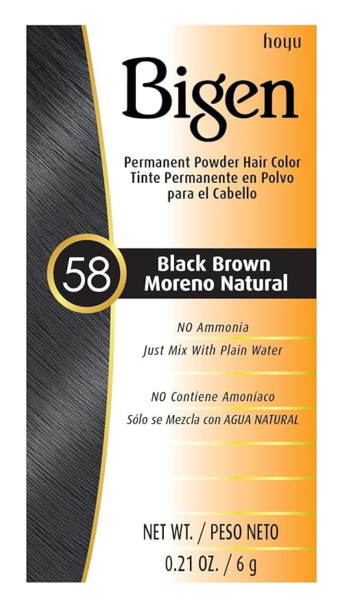 #58 Black Brown Bigen Permanent Powder - 12 Pack
