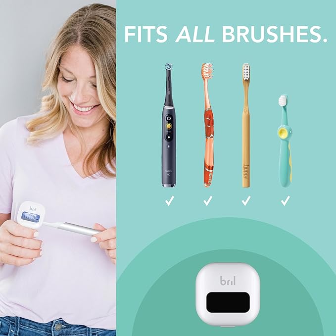 Bril UV-C Toothbrush Sanitizer Portable Cleaner Travel Cover Magnetic Holder and Rechargeable Case for Any Size Toothbrush White