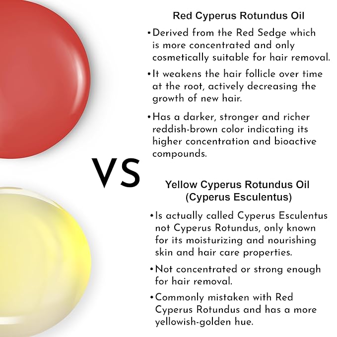 Egyptian Cyperus Rotundus All Natural Hair Removal Serum | Concentrated Pure Red Saad Oil | Hair Growth Inhibitor | Post-Wax Care | Natural Scent | Made in the USA.
