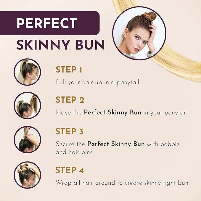 Sue's Collection Natural Human Skinny Hair Buns Piece Human Hair Bun Extension Mesh Donut for Women with Thin Hair Soft and Real Human Hair Bun Hair Pieces Girls and Women - Black 1