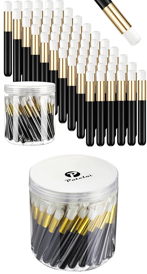 Patelai 60 Pieces Lash Shampoo Brushes with Container Eyelash Extension Cleansing Brush Nose Pore Cleaning Tool Peel off Blackhead Removing Tool Cosmetic Lash Cleanser Facial Cleansing(Black)