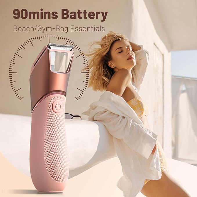 Bikini Trimmer for Women: 3-in-1 LED Trimmer &amp Mirror with Travel Lock for Flawless Bikini Underarm and Leg Care