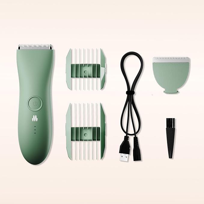 MERIDIAN The Trimmer Original - Body Hair Trimmer for Men Electric Shaver for Pubic Hair Chest Legs &amp Bikini Waterproof &amp Rechargeable Sage
