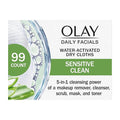 Olay Daily Facials for Clean Sensitive Skin Makeup Remover Wipes Soap-Free and Fragrance-Free Cleanser Cloths 33 Count (Pack of 3)