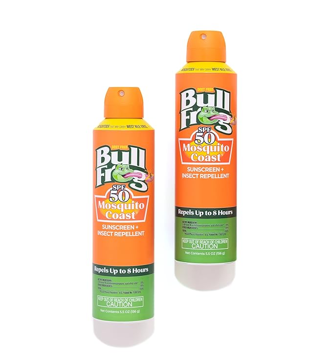 Bullfrog Mosquito Coast Sunscreen SPF50 + Insect Repellant 5.5oz Continuous Spray 2pk
