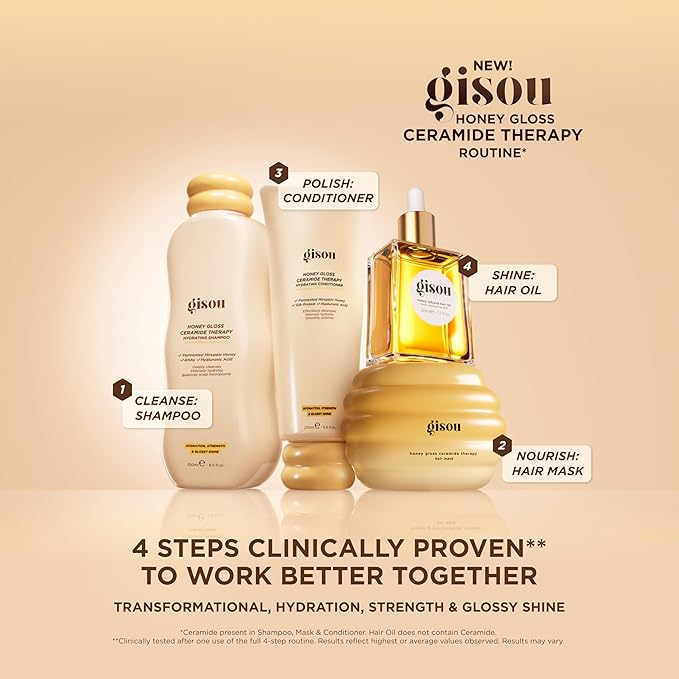 Gisou On-The-Go Honey Hair Travel Set For Instant Hydration Strength Shine &amp Frizz Control | Includes 3 Mini Hair Products