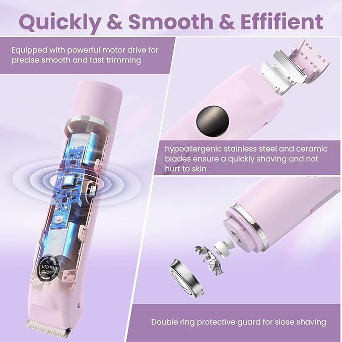 Bikini Trimmer for Women Upgraded 2-in-1 Electric Razors for Women with 2 Replaced Blades and LED Light Wet &amp Dry Use Electric Shaver Support 90 Mins Runtime for Face &amp Body &amp Intimate A