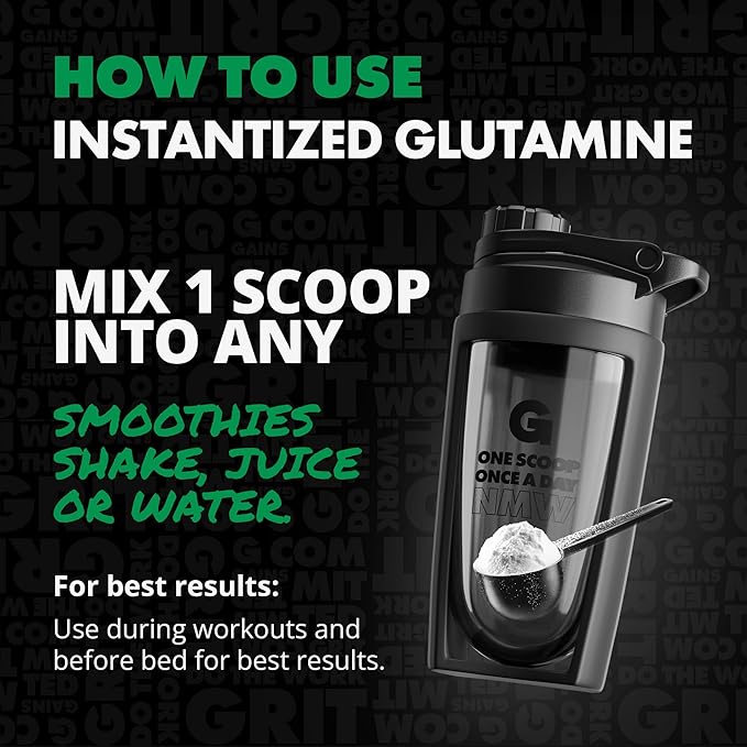 Gains in Bulk L-Glutamine Gluten Free Glutamine Powder for Muscle Recovery and Growth Post Workout Support Amino Acid Supplement Promotes Protein Synthesis Non GMO Unflavored 90 Servings