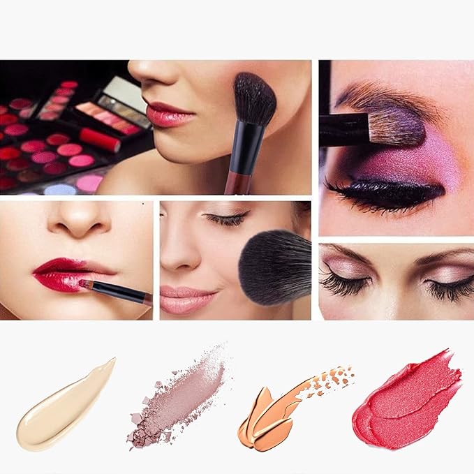 Mini Makeup Brush Set 9 Full Face Mini Travel Make Up Brushes Set Synthetic &amp Natural Hair Makeup Brushes For Blush Eyeshadow Conceal Eyebrow Brush with a compact Brush Case