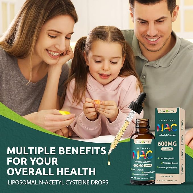 Liposomal Liquid NAC Supplement N-Acetyl Cysteine Drops N Acetyl Cysteine 600 mg with Quercetin &amp Zinc for Adults &amp Kids Liver &amp Lung Support Antioxidant Immune &amp Skin Health 2 Fl