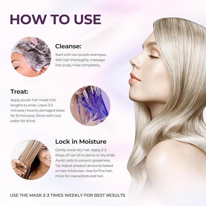 Karseell Purple Hair Mask with Argan Oil for Blonde Silver Gray Hair Brass Neutralizing Treatment 16.9 fl oz + 1.69 fl oz
