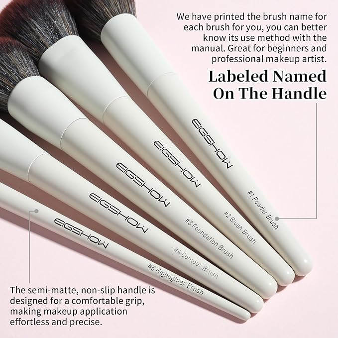 EIGSHOW Makeup Brushes 18Pcs Professional Make Up Brush Set with Lables For Foundation Blush Contour Eyeshadow Eyeliner Cruelty-Free Vegan (MUA PRO)