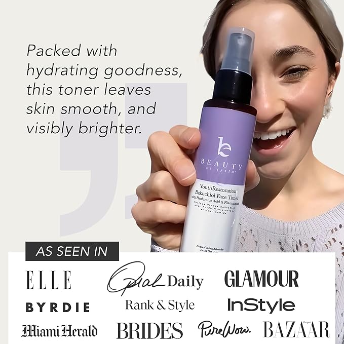 Bakuchiol Face Toner - USA Made with Natural &amp Organic Ingredients Skin Toner for Oily and Acne Prone Skin Spray Toner for Aging Skin Smoothes Fine Lines &amp Wrinkles Face Toner for Women An