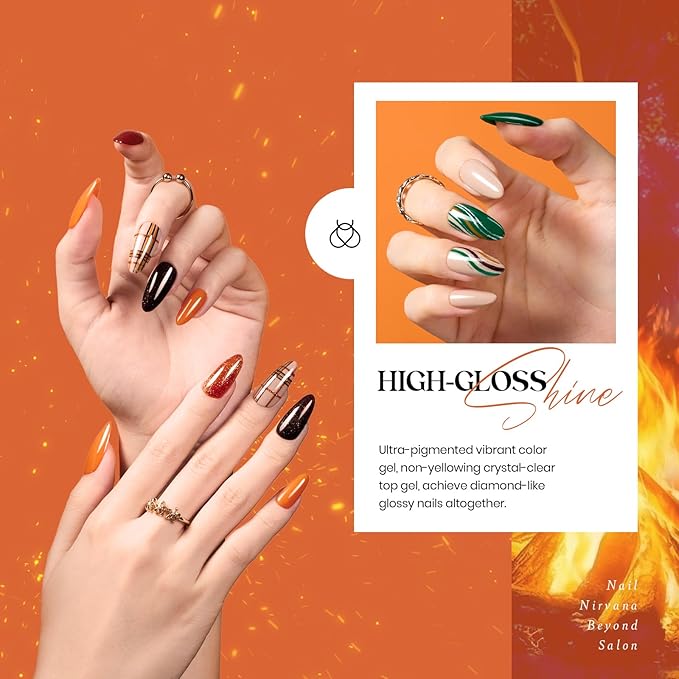 beetles Gel Polish Cozy Campfire Shade Collection - Fall Nail Fest Fall Gel Nail Polish Set 20 Colors Autumn Orange Yellow Green Brown Red Shades UV LED Cured Soak Off DIY Manicure Gift for Girl