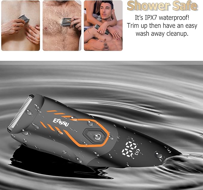 Manscape Body Hair Trimmer for Men Pubic Groin Hair Trimmer for Men with Safe BladeCordless Ball Shaver w/Light Charging DockWaterproof Body Groomer ManLED Display1H ChargeOrange