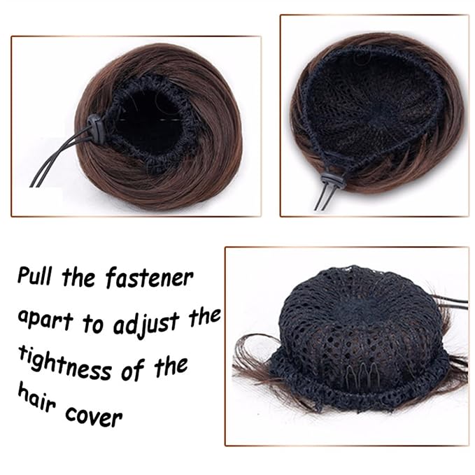 Hair Accessories Synthetic Barrette Donut Bun with Drawstring Hair Comb Straight Hair Bun Extension Headband Wig for Women Hair Pieces For Women(588-05)