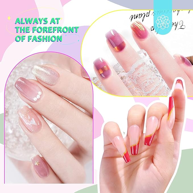 SAVILAND 42PCS Gel Nail Polish Set: 32 Colors Soak-off U V Gel Polish Kit with Base &amp Glossy Matte Top Coat Red Glitter Gel Polish Set Manicure Kit with Nail Brush for DIY Nail Girl Salon