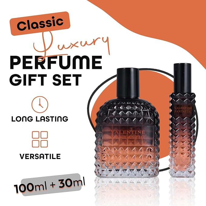 Valentine Fantastic Cologne for Men 100ml and 30ml Travel Spray Eau De Parfum Gift Set for Men 2 Pack