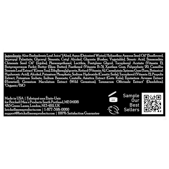Brickell Men's Retinol Face Moisturizer Cream For Men Natural &amp Organic Anti-Wrinkle Face Night Cream with Retinol &amp Hyaluronic Acid To Reduce Fine Lines and Even Skin Tone Fragrance-Free