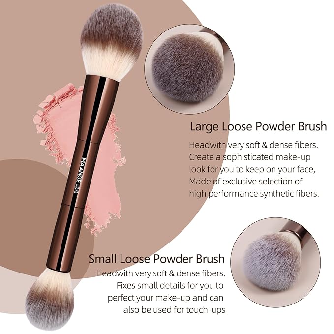 MAANGE 20 Pcs Makeup Brushes with Gift Box Double-End Multi-functional Makeup Brushes for Blending Liquid Powder Concealer Cream Blush BuffeCoffeeBrown