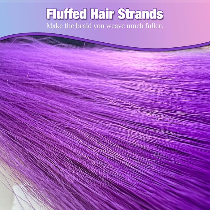 48 Inches Extra Long Fluffy Purple Hair Extensions for Halloween Costume (300g)