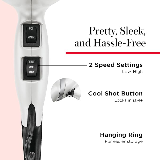 REVLON Infrared Hair Dryer with Diffuser &amp Concentrator - Ionic Ceramic Blow Dryer for Frizz Control Shine Soft Hair &amp Moisture Protection - 1875W Professional Salon-Quality (White)