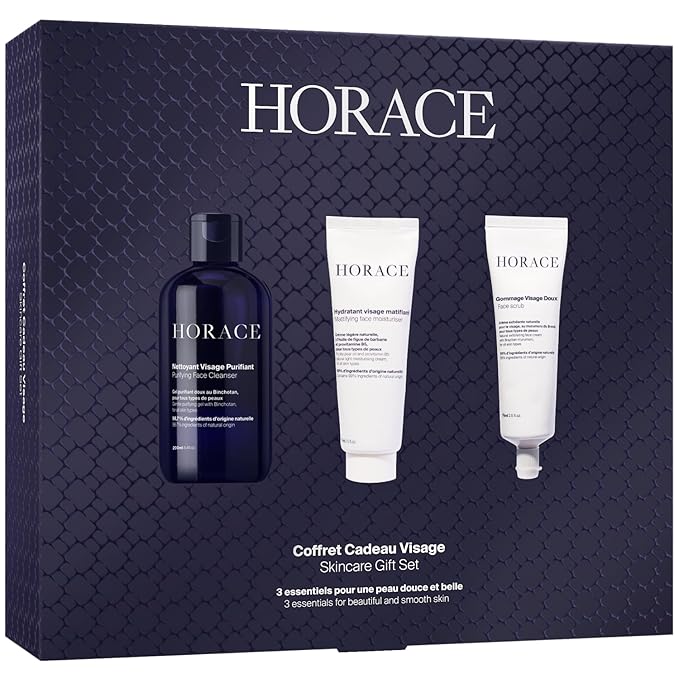 HORACE Gift Set with Purifying Face Cleanser Gentle Face Scrub and Mattifying Face Moisturizer - Skincare Set for Cleansing and Hydrating