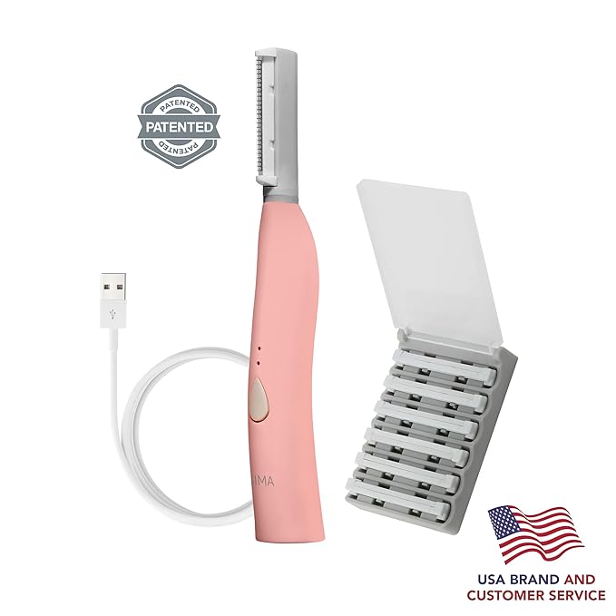 SPA SCIENCES - SIMA Patented Dermaplane Razor for Women Face ? Painless 2-in-1 Facial Exfoliation &amp Peach Fuzz Hair Removal ? Anti-Aging ? 3 Speeds ? Rechargeable ? 7 Weeks Treatment