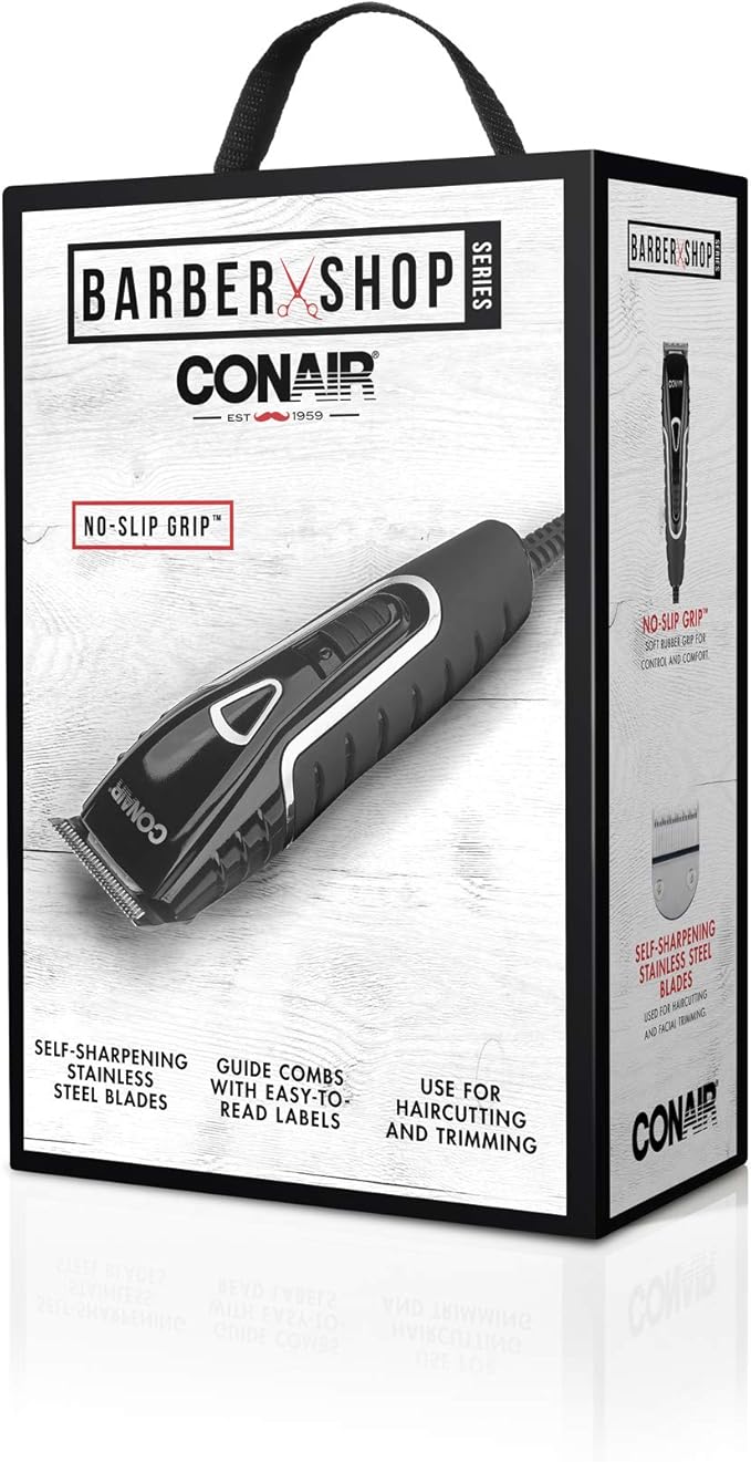 Conair Barber Hair Clippers Barbershop Series No-Slip Grip 16-Piece Hair Cutting Kit
