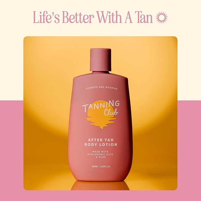 Tanning Club - After Tan Lotion - Hydrating Tan Extender with Hyaluronic Acid Aloe and Shea Butter - Nourishing Body Moisturizer for Sun-Kissed Skin - 150 mL
