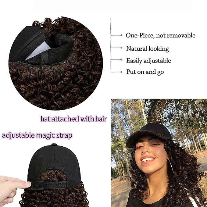 Hat Wig Baseball Cap Wig Extensions Adjustable Wig Hat Attached African Kinky Curly Hairpiece Braiding wig