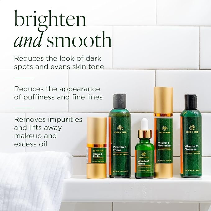Tree of Life Beauty Ultimate Skin Care Set Brightening Firming Hydrating Moisturizing Brightening Complete Face Care Regimen - Total Vitamin C Face Serum Collection 5pack