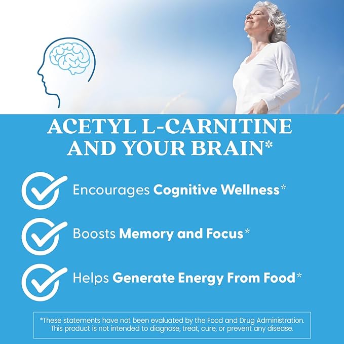 Doctors Best Acetyl-L-Carnitine Supports Mental Focus &amp Alertness Non-GMO Gluten Free Soy Free Vegan 120 Veggie Caps