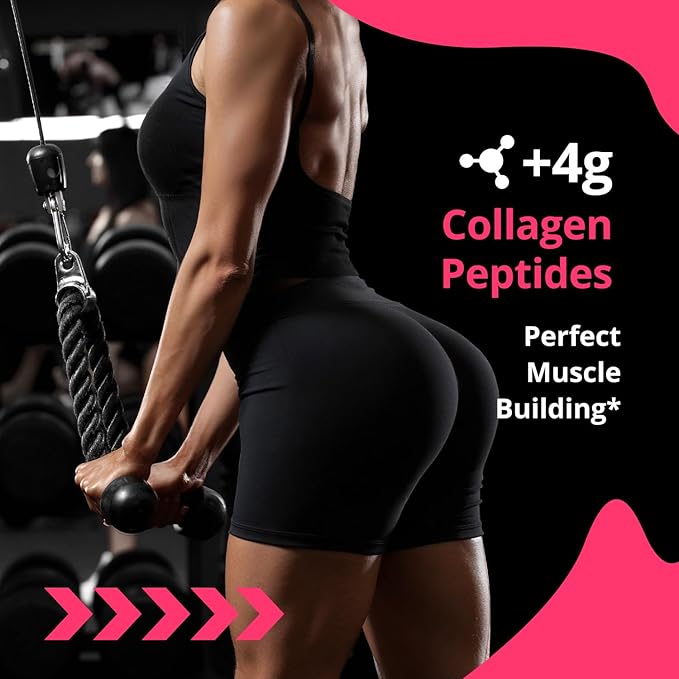 Pre Workout Creatine for Women | 5g Creatine Monohydrate + 4g Collagen Peptides Complex Creatine Powder | Sugar-Free Gluten-Free Non-GMO Easily Soluble | Raspberry 30 Servings