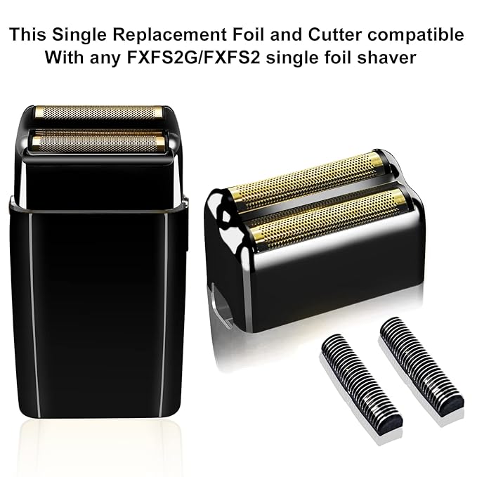 Professional Replacement Foil and Cutters for BaBylissPRO Barberology Double Foil Shaver Compatible with BaBylissPRO Barberology FXFS2 Shaver (3 black)