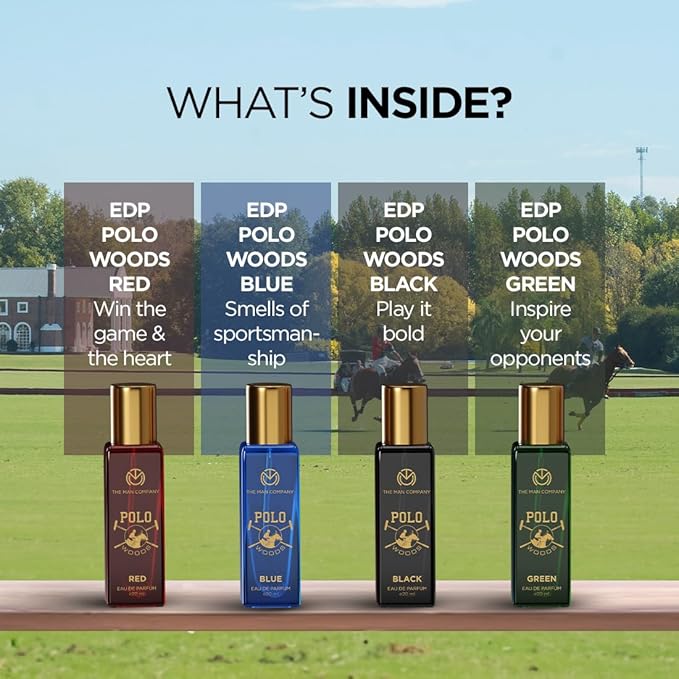 The Man Company Specially Curated Perfume Gift Set For Men Spray - 4X20Ml - Polo Woods Collection | Premium Long-Lasting Fragrance | Luxury Eau De Parfum | Gift Set For Him