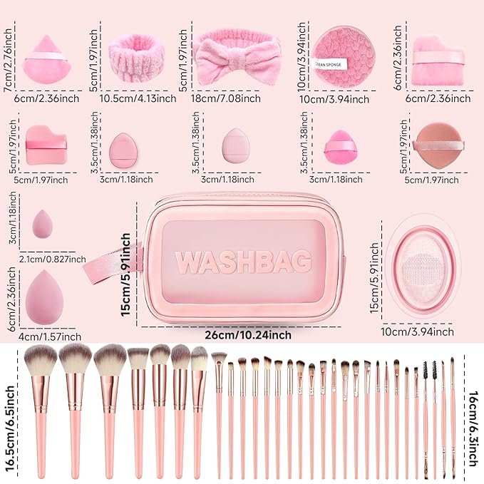70Pcs Makeup Brushes Set Pink Professional Makeup Brush Set Multi-functional Makeup Brush Kit Eye and Face Makeup Brushes &amp Tools Premium Synthetic Facial Makeup Accessories