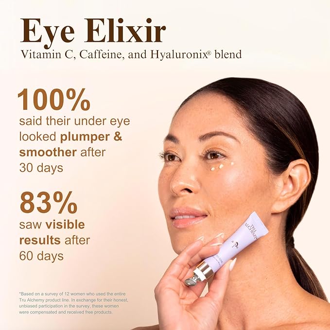 Tru Alchemy Eye Elixir Cooling Eye Treatment Cream - Dark Circle Eye Cream for Puffiness and Bags Under Eyes - Caffeine Hyaluronic Acid Vitamin C