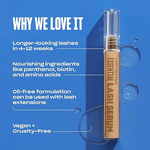 Babe Original Lash Serum - Fuller &amp Longer Looking Eyelashes Advanced Lash Enhancing Treatment for Natural Lashes Extensions &amp Eyebrows Vegan &amp Cruelty-Free