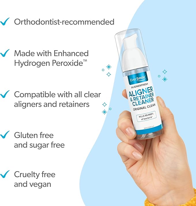 EverSmile AlignerFresh Original Clean Foam ? Cleaner Compatible w/Invisalign and All Clear Aligners &amp Retainers ? Eliminates Bacteria Whitens Teeth Fights Bad Breath ? 50ml (2 Pack)