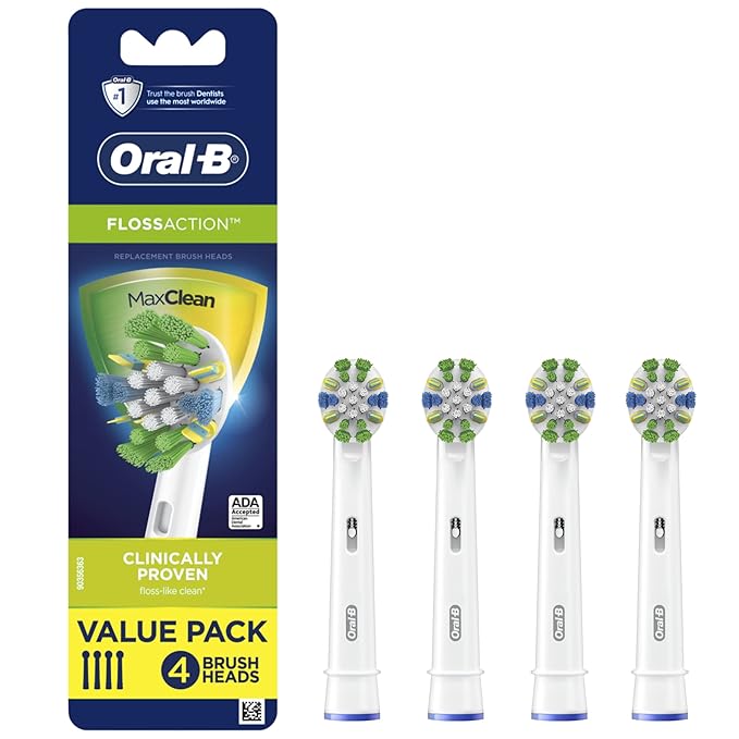 Oral-B Floss Action Replacement Brush Heads for an Oral-B Electric Toothbrush Pack of 4