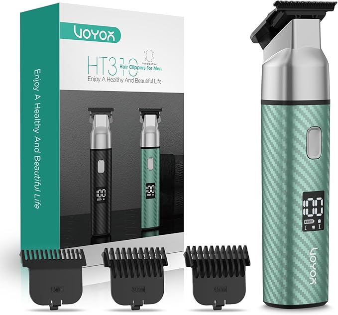 VOYOR Body Hair Trimmer for MenElectric RazorVersatile Groin &amp Body TrimmerWaterproof and Cordless ShaverManscaper for MenUSB-C Charging GroomerCeramic Blade Razor Male Grooming HT310 (Green