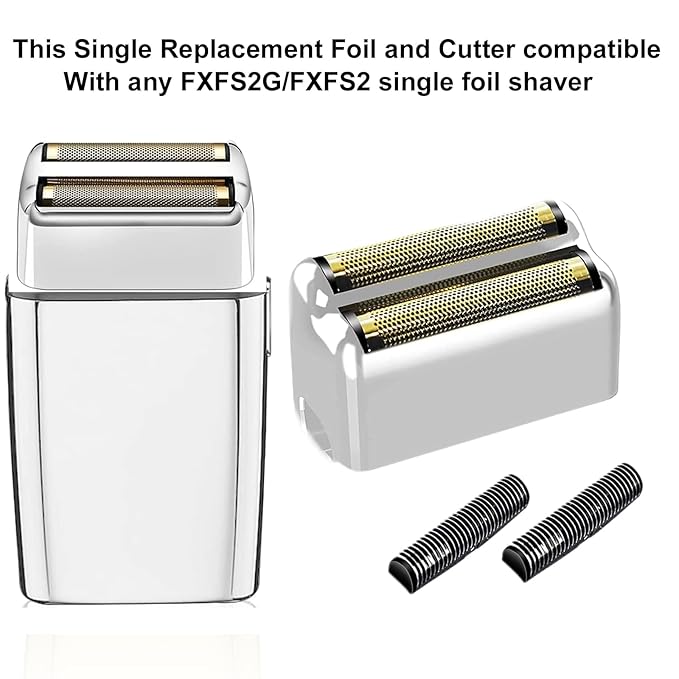 Professional Replacement Foil and Cutters for BaBylissPRO Barberology Double Foil Shaver Compatible with BaBylissPRO Barberology FXFS2 Shaver (3 silver)
